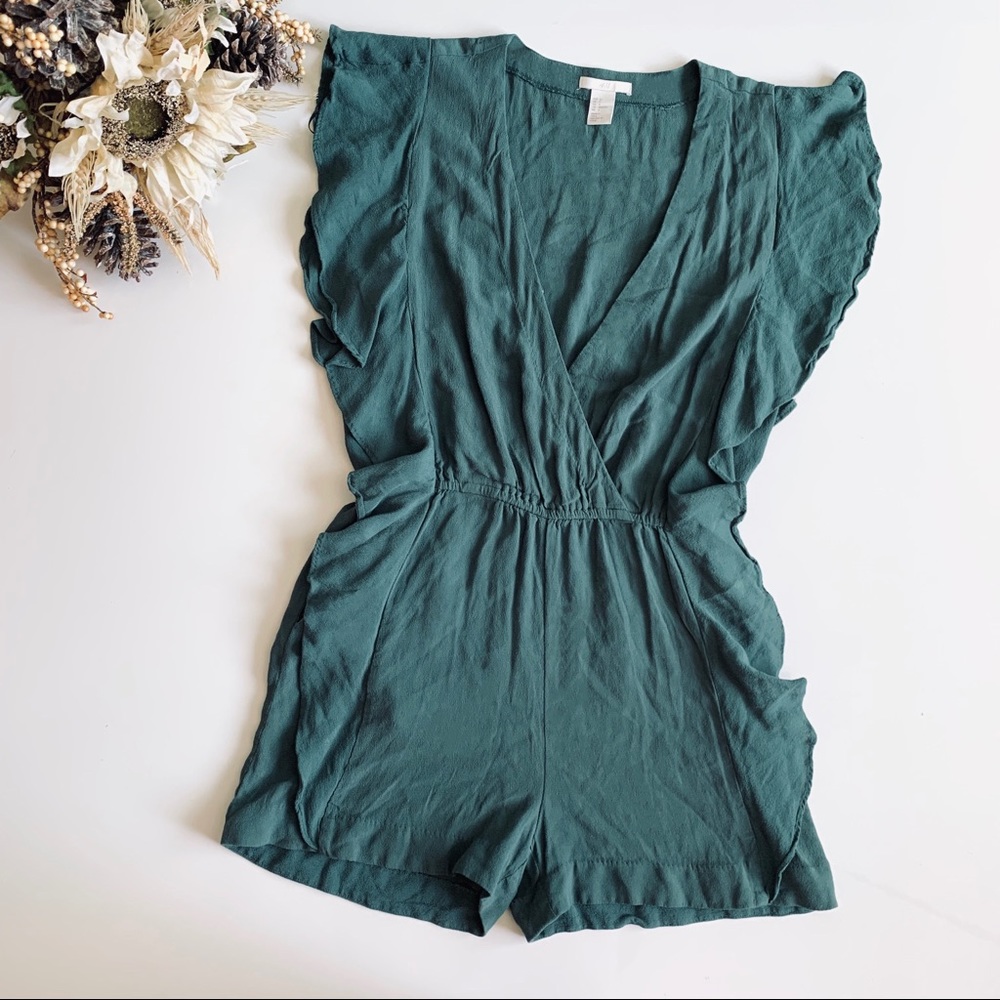 H&M Ruffled Sleeve Wrap Romper